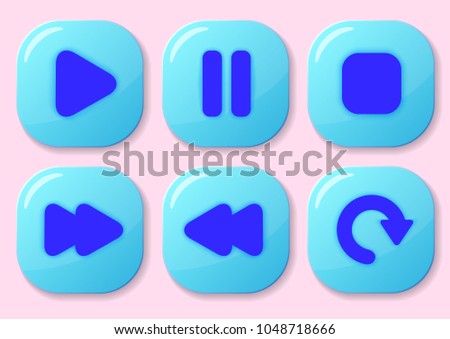 Set of game interface push buttons.  Royalty-Free Stock Photo #1048718666