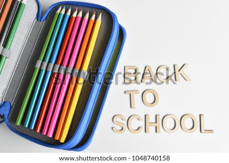 Writing Case with Crayons and Lettering "Back to School"