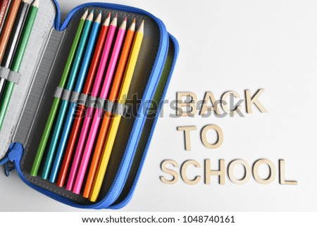 Writing Case with Crayons and Lettering "Back to School"