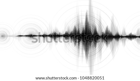 Earthquake Wave Low and Hight richter scale with Circle Vibration on White paper background,audio wave diagram concept,design for education and science,Vector Illustration.