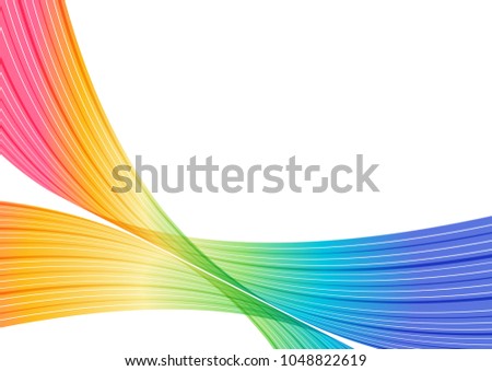 Colorful curve elements on white background, abstraction striped design