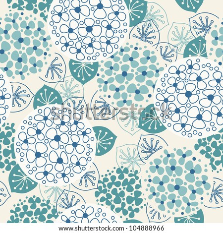 Vector seamless floral pattern. Light blue vintage background with flowers and leaves. Abstract illustration with stylized blooming garden for wallpaper, textile, cover, paper.