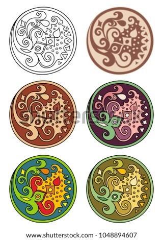 Vector set of circles with floral abstract elements