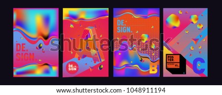 Abstract liquid and geometric colorful background poster and cover design. Blue, yellow, red, orange, pink and green. Vector alphabet poster template in Eps10.