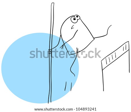 Vector pole vaulter is isolated on a white background
