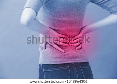 woman with kidney disease on the blue background