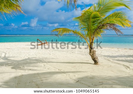 Relaxing on chair - South Water Caye - Small tropical island at Barrier Reef with paradise beach - known for diving, snorkeling and relaxing vacations - Caribbean Sea, Belize, Central America