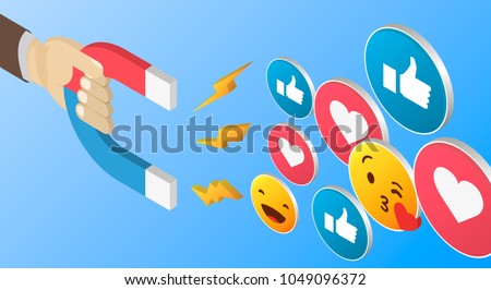 The powerful of influencer marketing is like the magnetic field that drags customer like icon into the business. Royalty-Free Stock Photo #1049096372