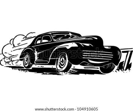 Speeding Car - Retro Clipart Illustration
