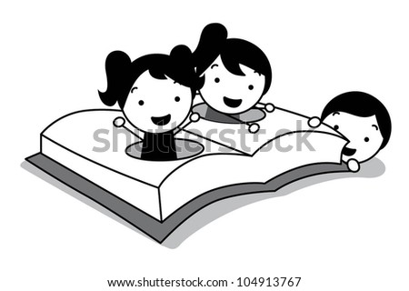 children play, read and hide at opening book