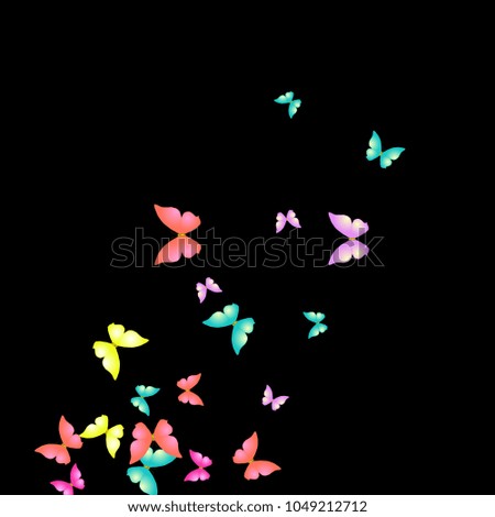 Summer Background with Colorful Butterflies. Simple Feminine Pattern for Card, Invitation, Print. Trendy Decoration with Beautiful Butterfly Silhouettes. Vector Background with Moth
