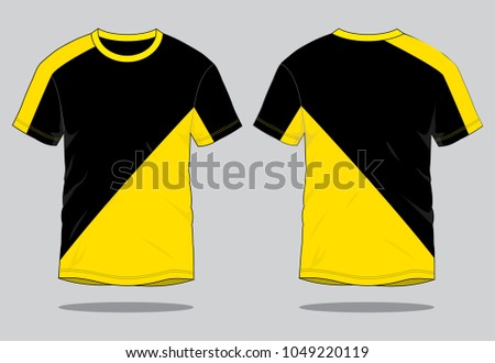 Running T-Shirt Design Yellow/Black  Colors Vector.Front And Back Views.