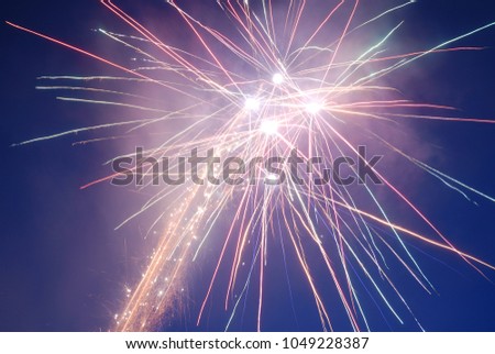 the light of fireworks in the night Royalty-Free Stock Photo #1049228387