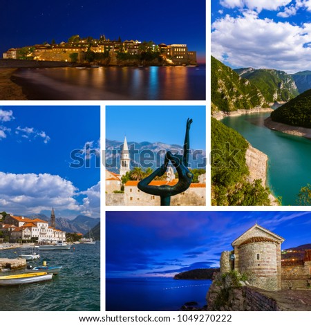 Collage of Montenegro travel images (my photos) - nature and architecture background