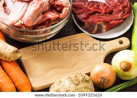 traditional polish duck broth with beef meat ingredients
