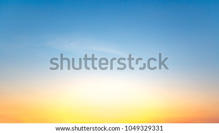 Gradient image photo of sunset or evening time of blue and orange color for background.
