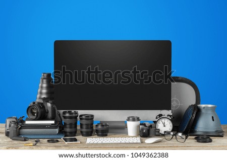 photographer work station, work space