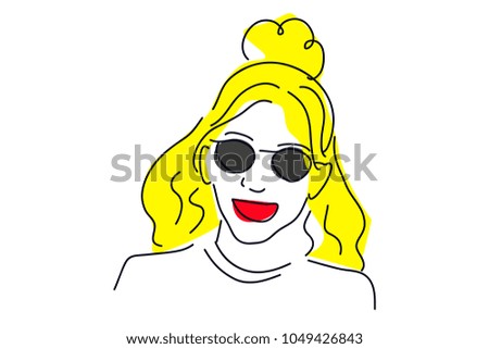 continuous line drawing of women wearing glasses vector illustration