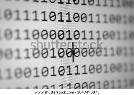 Digital technology Artificial Intelligence concept. digits on the screen.  Programming code abstract background
