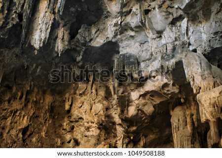 Stalactites and stalagmites inside the cave