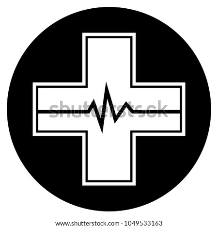  Heart beat in medical cross. Vector illustration