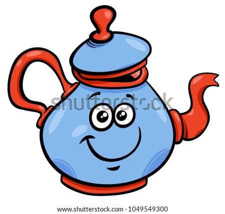 Cartoon Illustration of Funny Teapot or Kettle Character