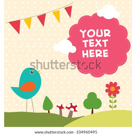 cute bird card with text