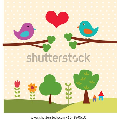 love birds on tree