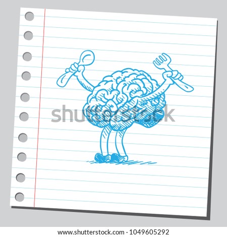 Brain holding spoon and fork