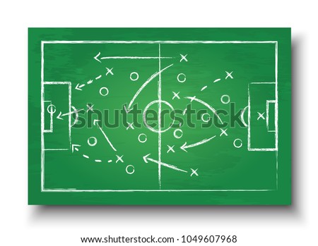 Soccer cup formation and tactic . Greenboard with football game strategy. Vector for international world championship tournament 2018 concept . Royalty-Free Stock Photo #1049607968