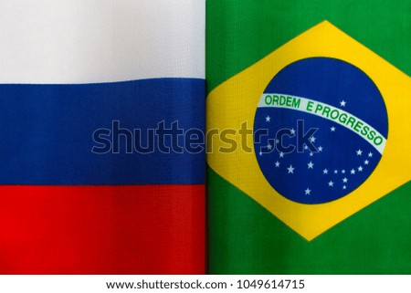 Russia and Brazil flags together