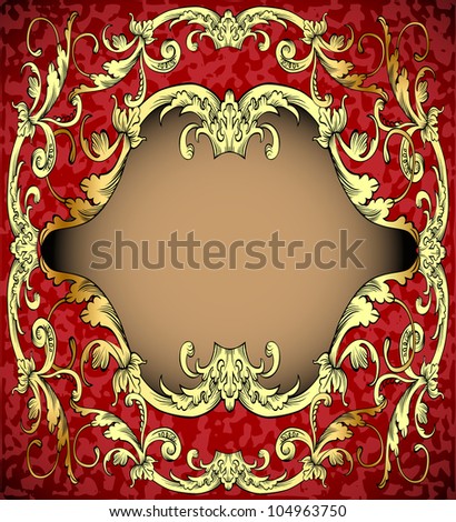 illustration red background with frame with gold(en)(en) sample