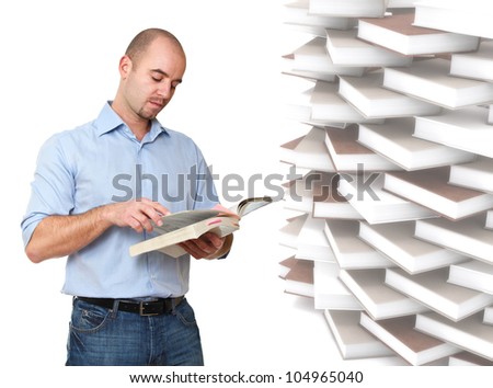 caucasian man read a book