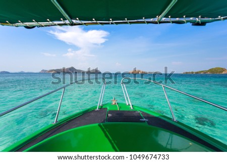 Sailing on the yacht in the sea Koh Samae San ,Thailand, Copy space.