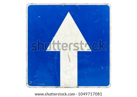 Square road sign 'One-way street' isolated on white.