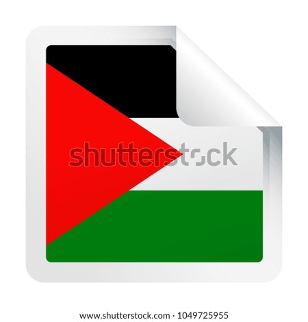 Palestine Flag Vector Square Corner Paper Icon - Illustration