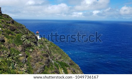 Makapuu Lighthouse with the Pacific Ocean in Kualoa Regional Park near Waimanalo on Oahu Island, Hawaii, USA