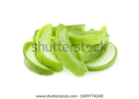 Aloe vera sliced in heap, isolated on a white background.