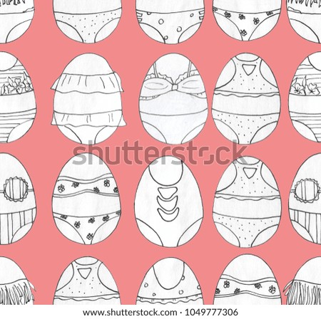 Easter pattern with eggs.in a swimsuit