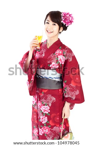 Beautiful kimono woman. Portrait of asian.