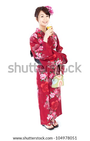 Beautiful kimono woman. Portrait of asian.