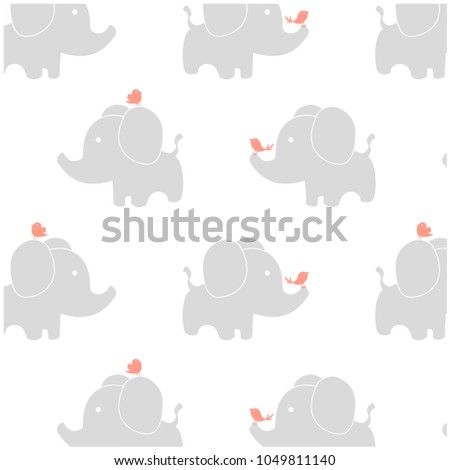 Elephant print pattern with bird