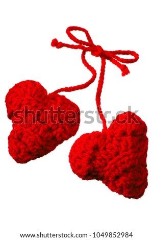 knit hearts on string