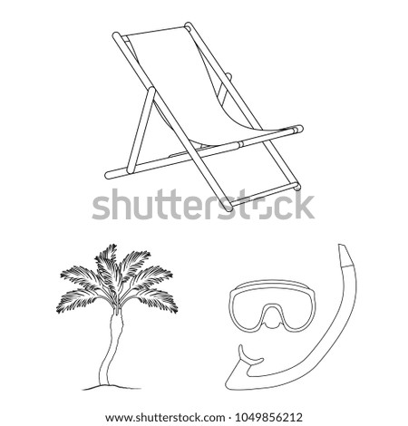 Summer rest outline icons in set collection for design. Beach accessory vector symbol stock web illustration.
