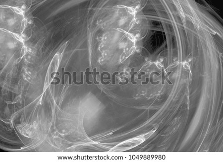 Monochrome abstract fractal illustration. Future technology background. Design element for book covers, presentations layouts, title and page backgrounds. Digital collage. Raster clip art.