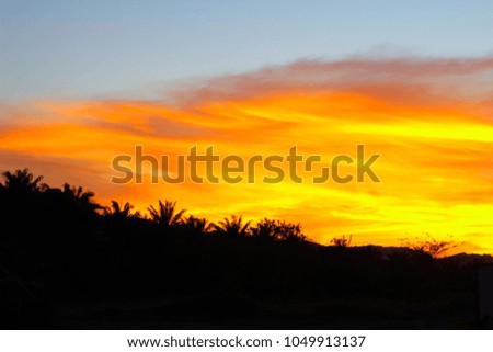 sunset landscape with soft focus