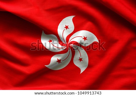 Realistic flag of Hong Kong