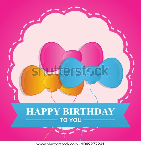 happy birthday greeting card with bow balloon