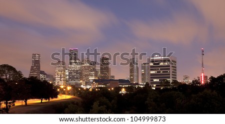 Houston Skyline at Night, Texas, USA