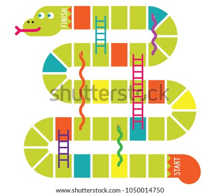 Snakes and ladders game board. Vector